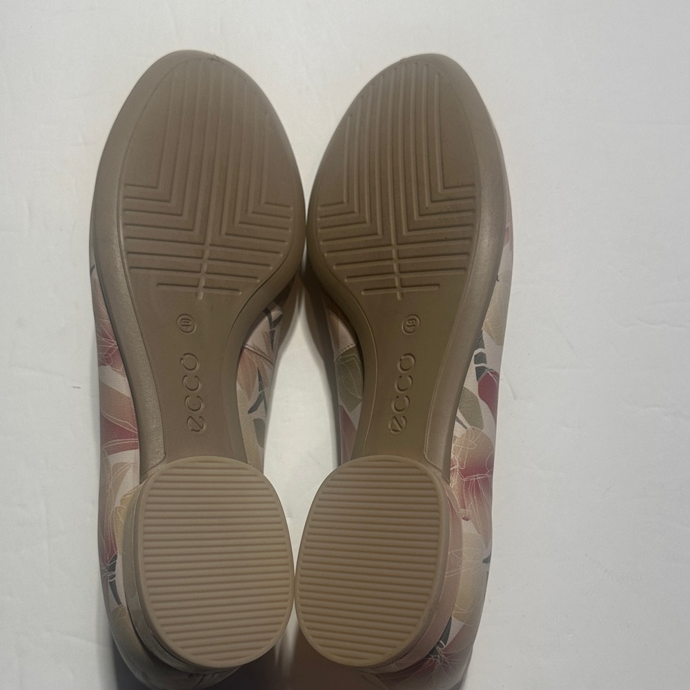 ECCO Anine Ballerina leather Floral light green Cream and Pink round toe shoes - Picture 8 of 8
